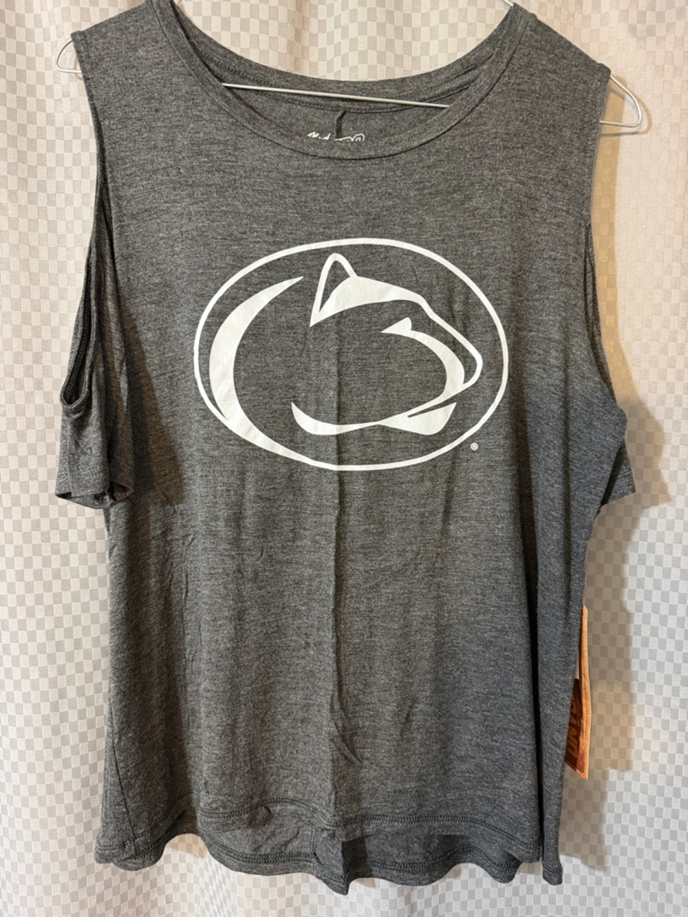 Original Retro Brand Women's Gray Sleeveless Logo Tee with White Graphic
